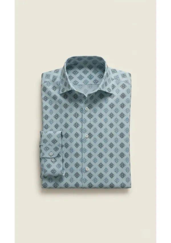 Blue_Polyester_Textu_Print_Slim_Fit_Shirt_For_Men