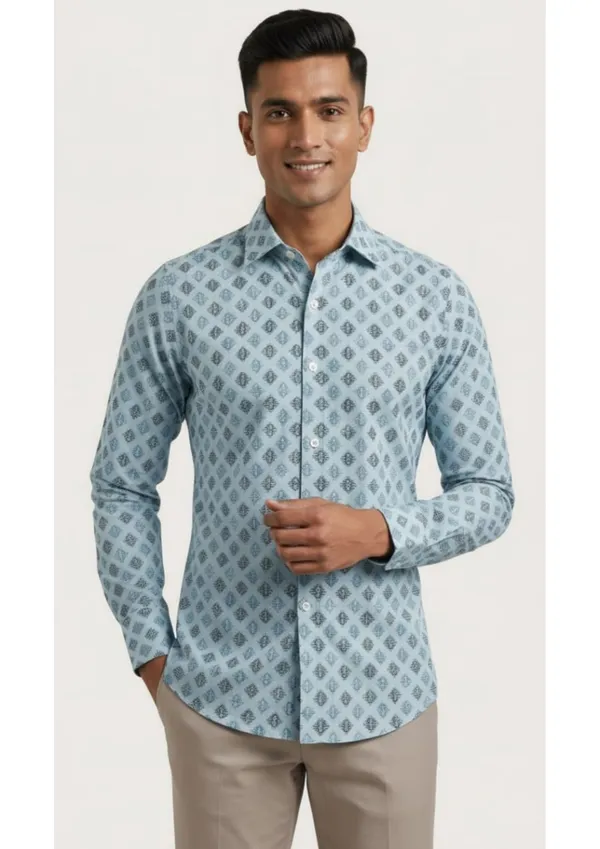 Blue_Polyester_Textu_Print_Slim_Fit_Shirt_For_Men