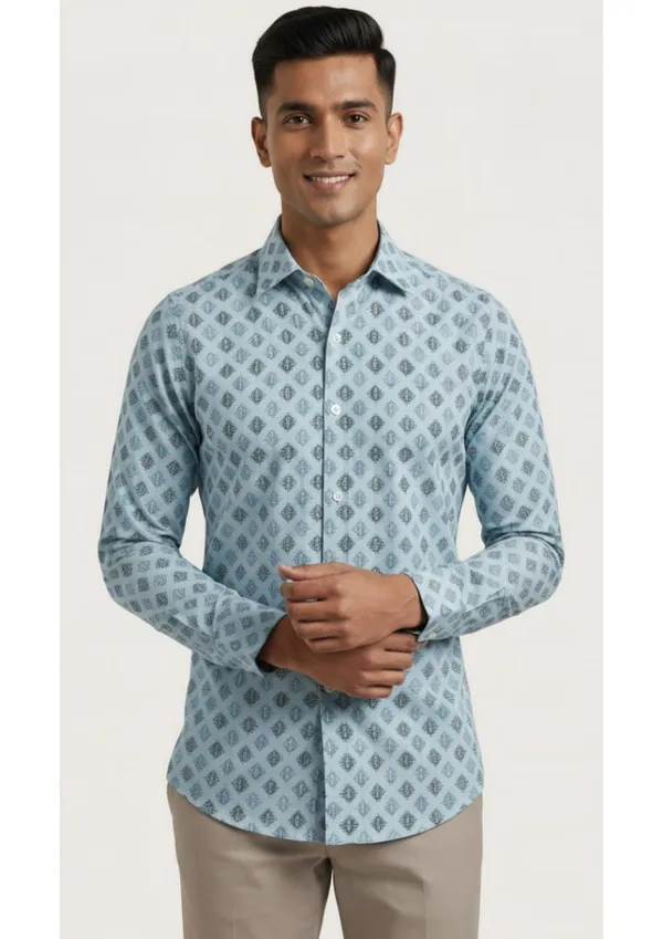 Blue_Polyester_Textu_Print_Slim_Fit_Shirt_For_Men