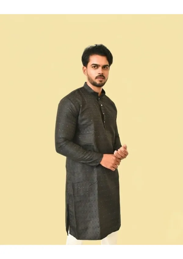Black_Jacquard_Shining_Kurta_For_Men