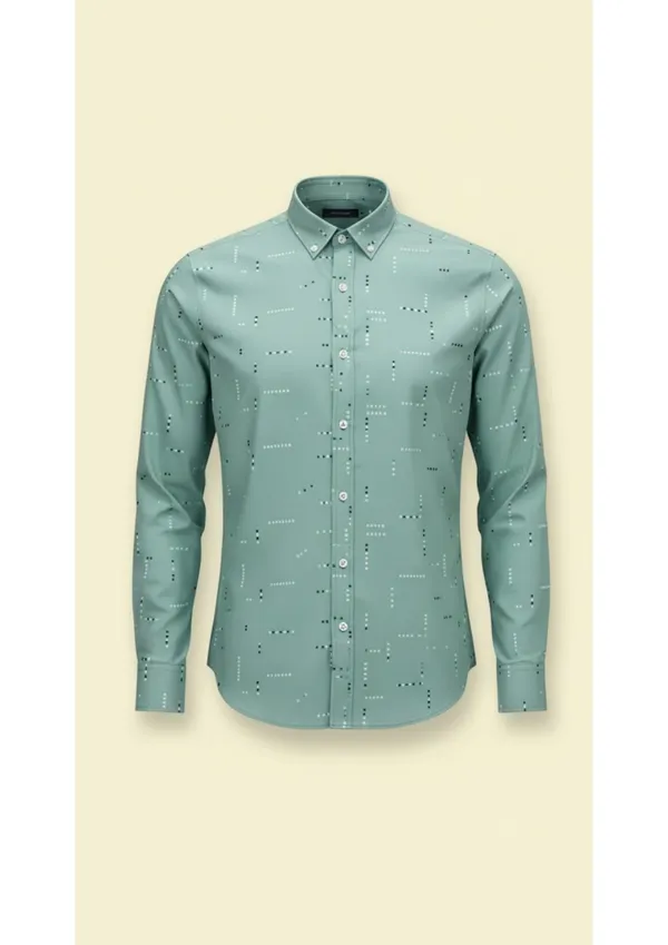 Green_Polyester_Block_Print_Slim_Fit_Shirt_For_Men