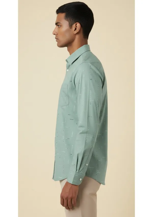 Green_Polyester_Block_Print_Slim_Fit_Shirt_For_Men