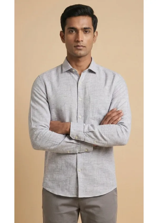 Title_Trends_Men's_Khadi_Look_Grey_Slim_Fit_Shirt