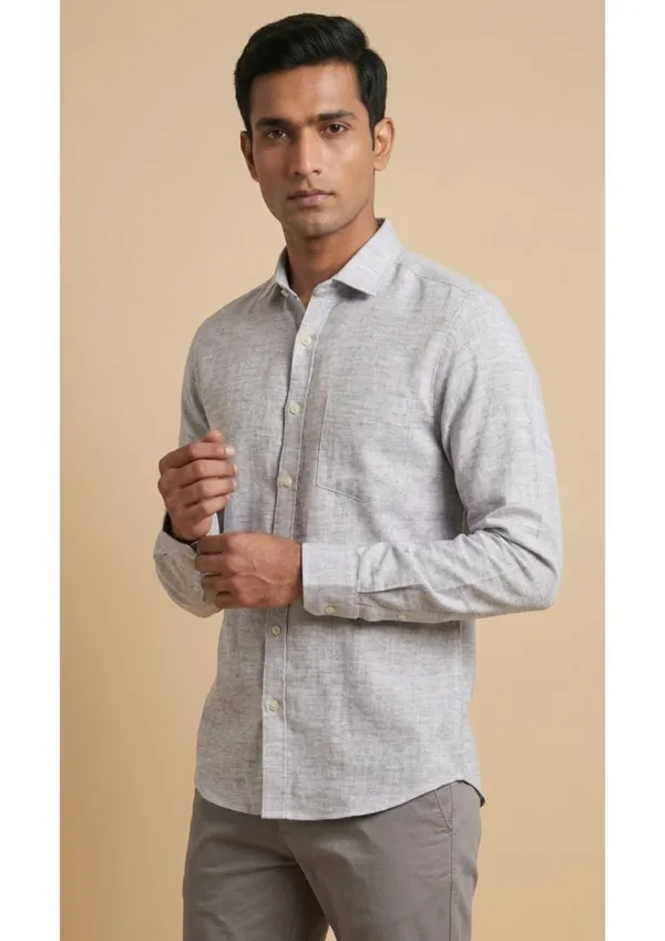 Title_Trends_Men's_Khadi_Look_Grey_Slim_Fit_Shirt