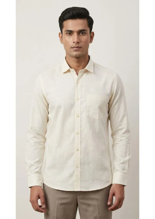 Title_Trends_Men's_Beige_(3)_Texture-Print_Slim_Fit_Shirt