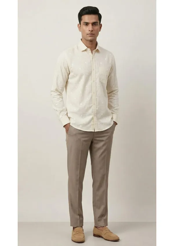 Title_Trends_Men's_Beige_(3)_Texture-Print_Slim_Fit_Shirt