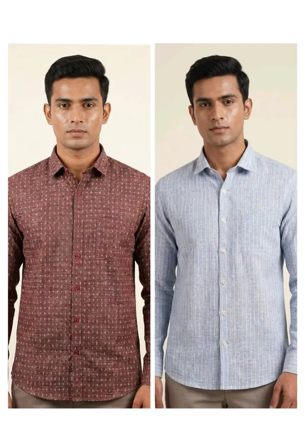 Title_Trends_Men's_Striped_and_Print_Combo_Slim_Fit_Shirt