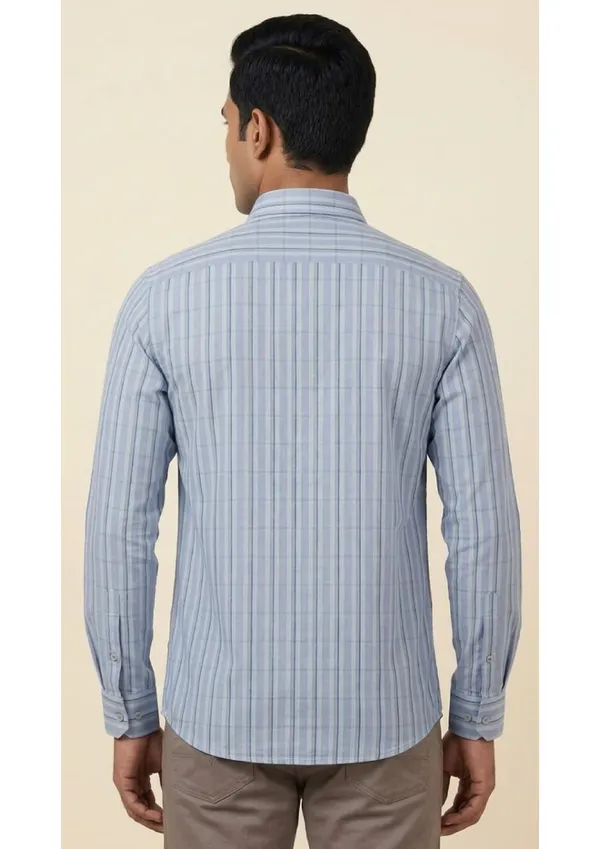 Title_Trends_Men's_Purple_Strip-Checked_Slim_Fit_Shirt