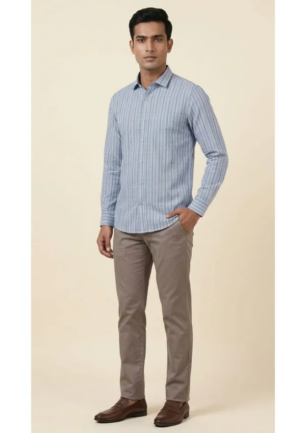 Title_Trends_Men's_Purple_Strip-Checked_Slim_Fit_Shirt