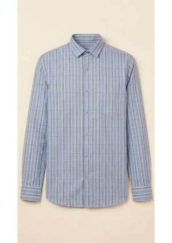 Title_Trends_Men's_Purple_Strip-Checked_Slim_Fit_Shirt