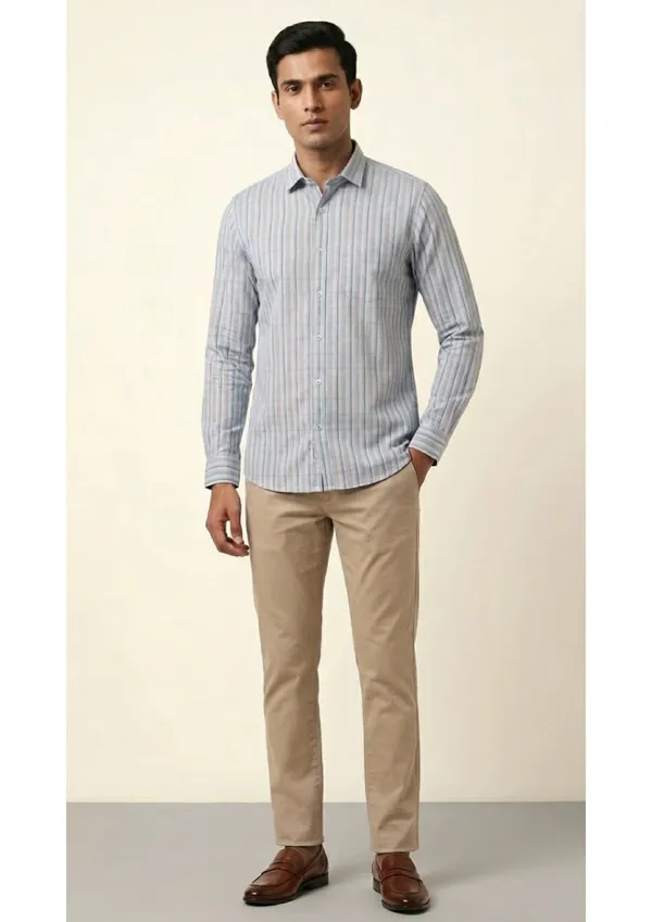 Title_Trends_Men's_Red_Strip-Checked_Slim_Fit_Shirt