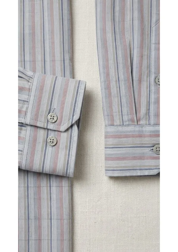 Title_Trends_Men's_Red_Strip-Checked_Slim_Fit_Shirt