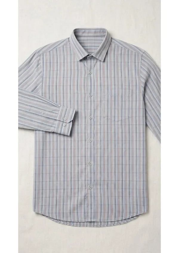 Title_Trends_Men's_Red_Strip-Checked_Slim_Fit_Shirt