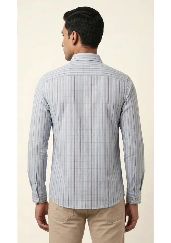 Title_Trends_Men's_Red_Strip-Checked_Slim_Fit_Shirt