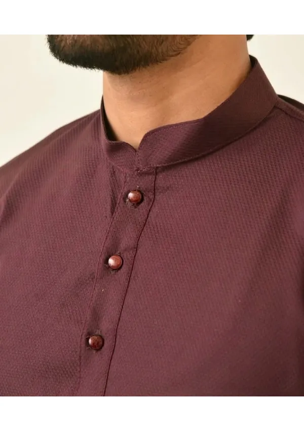 Maroon_Pure_Cotton_Solid_Classic_Kurta_For_Men