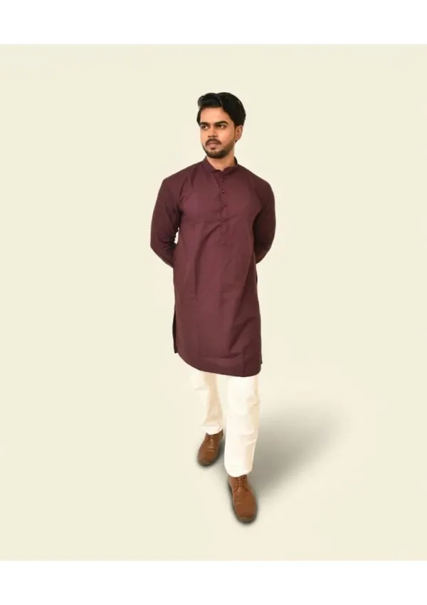 Maroon_Pure_Cotton_Solid_Classic_Kurta_For_Men