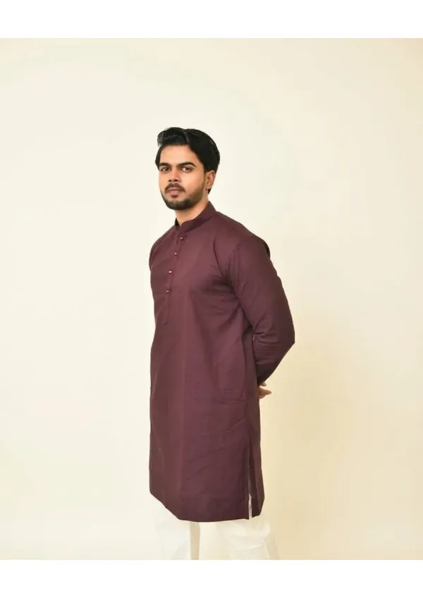 Maroon_Pure_Cotton_Solid_Classic_Kurta_For_Men