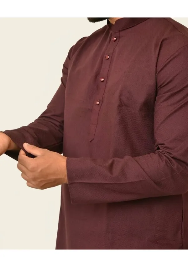 Maroon_Pure_Cotton_Solid_Classic_Kurta_For_Men