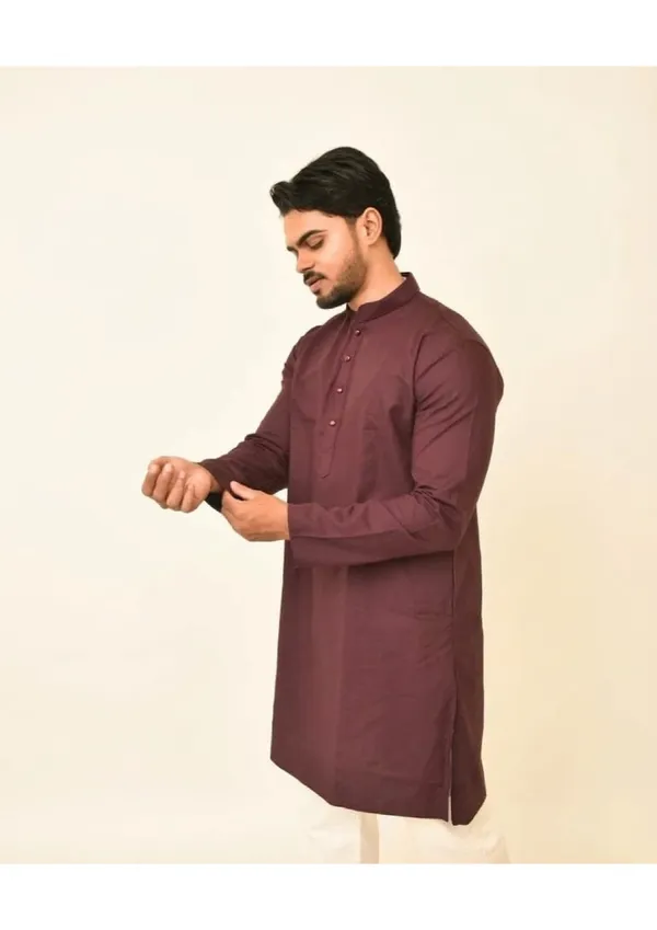 Maroon_Pure_Cotton_Solid_Classic_Kurta_For_Men
