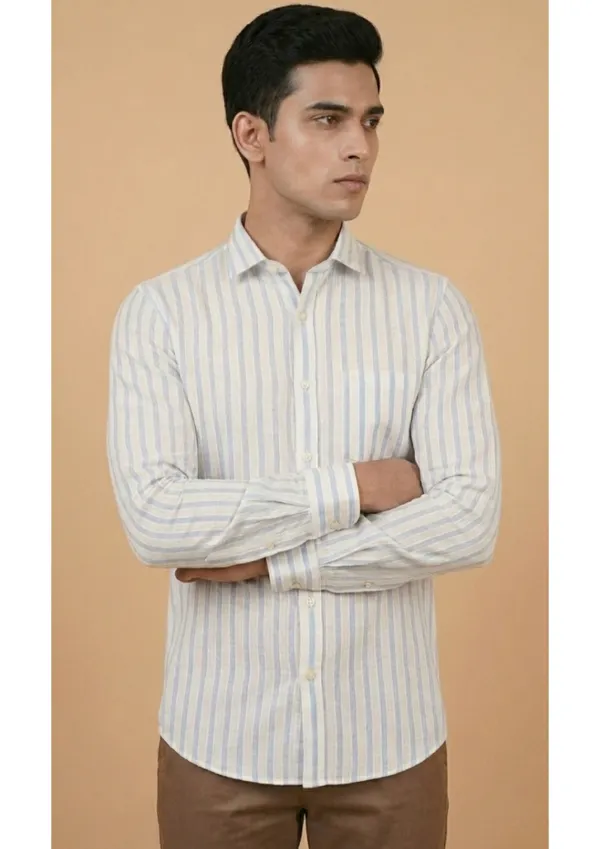 Title_Trends_Men's_Blue_and_white_Striped_Slim_Fit_Shirt