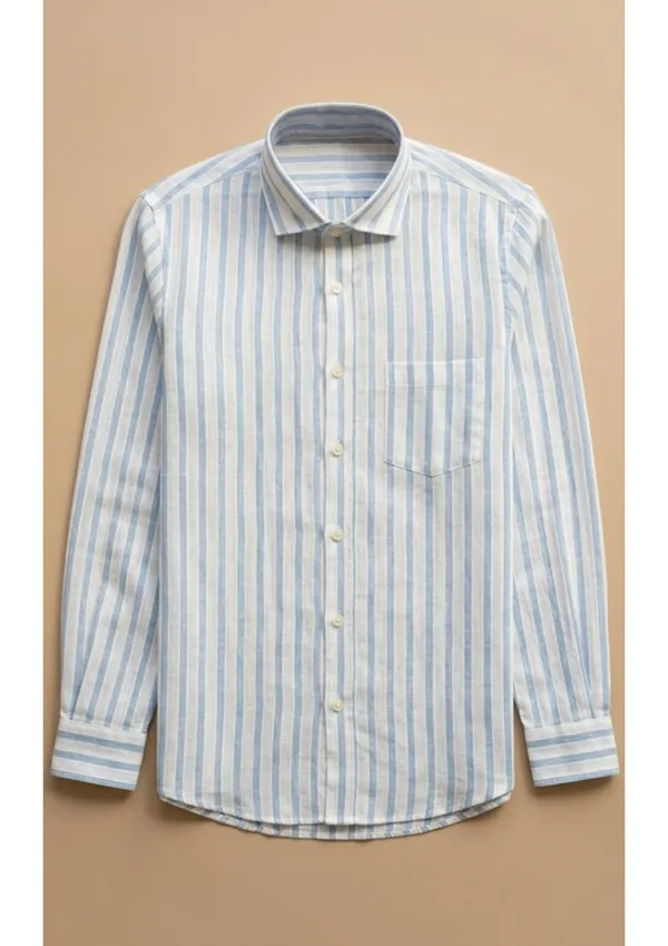 Title_Trends_Men's_Blue_and_white_Striped_Slim_Fit_Shirt
