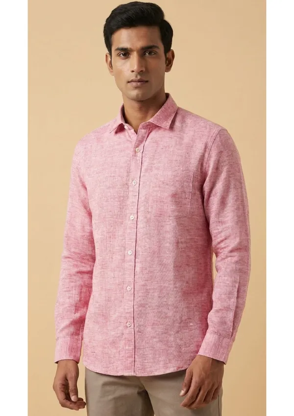 Title_Trends_Men's_Khadi_Look_Pink_Slim_Fit_Shirt