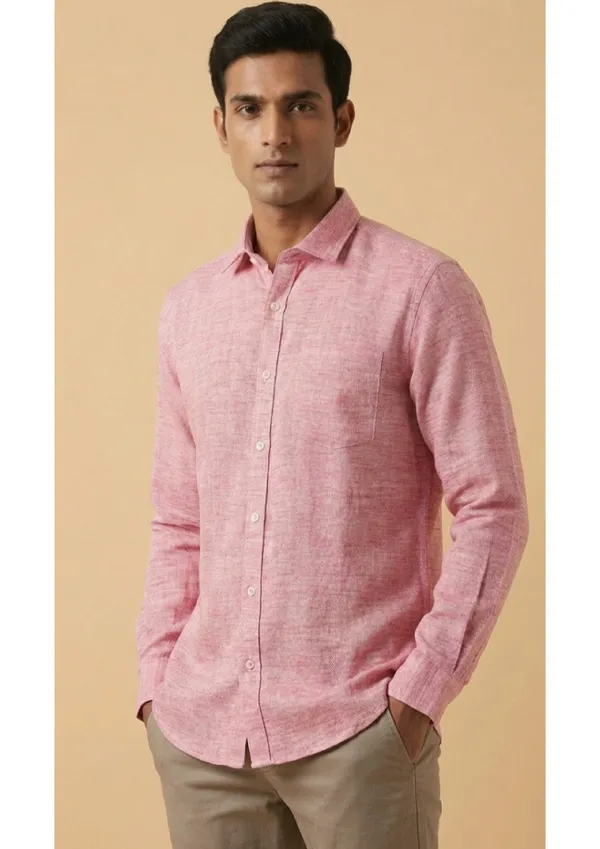 Title_Trends_Men's_Khadi_Look_Pink_Slim_Fit_Shirt