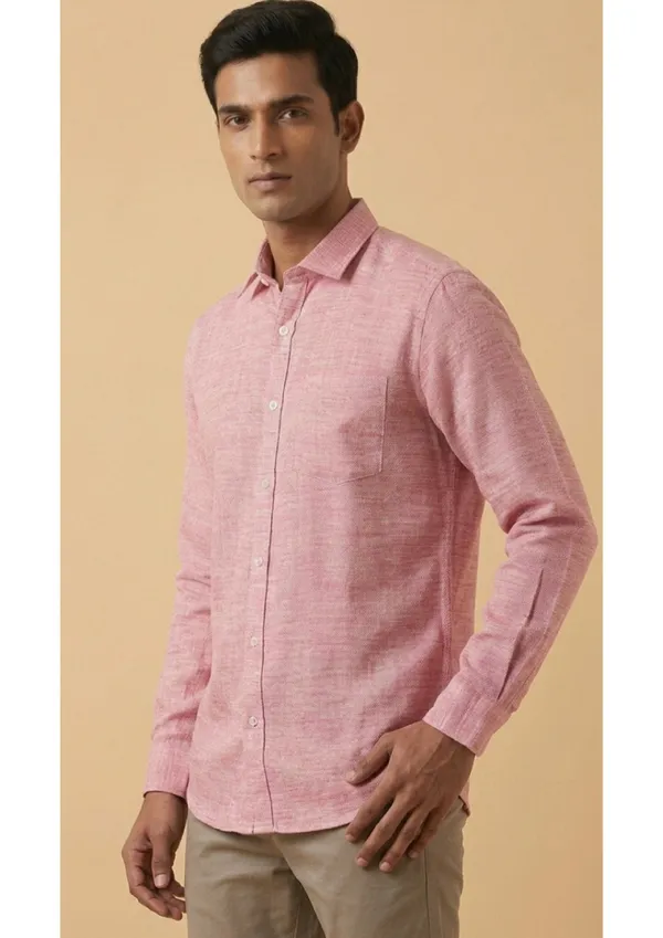 Title_Trends_Men's_Khadi_Look_Pink_Slim_Fit_Shirt
