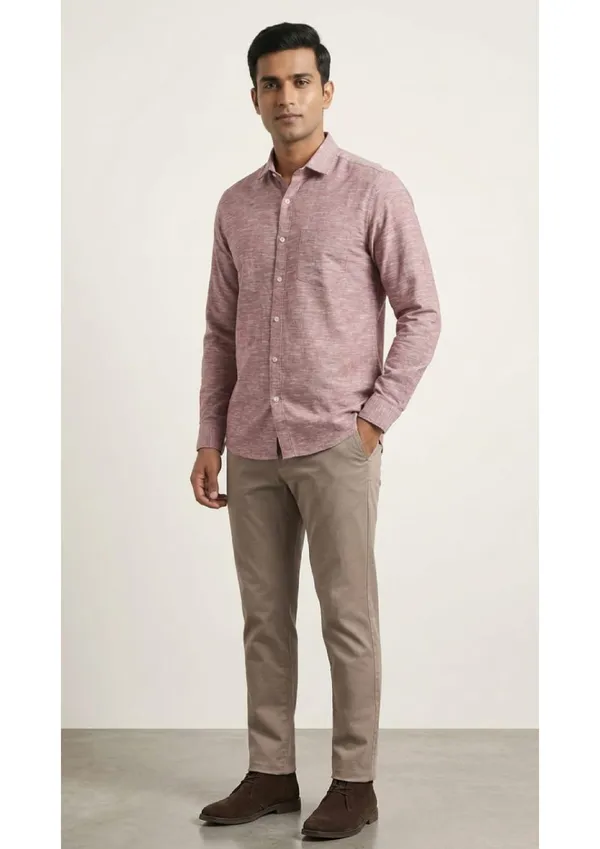Title_Trends_Men's_Slub_Textured_Peach__Slim_Fit_Shirt