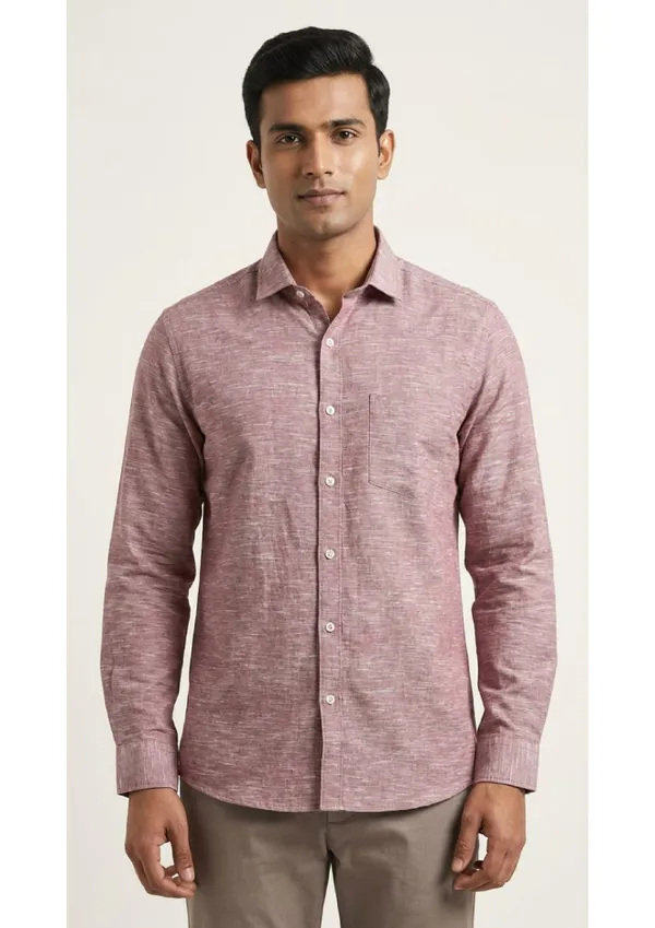 Title_Trends_Men's_Slub_Textured_Peach__Slim_Fit_Shirt