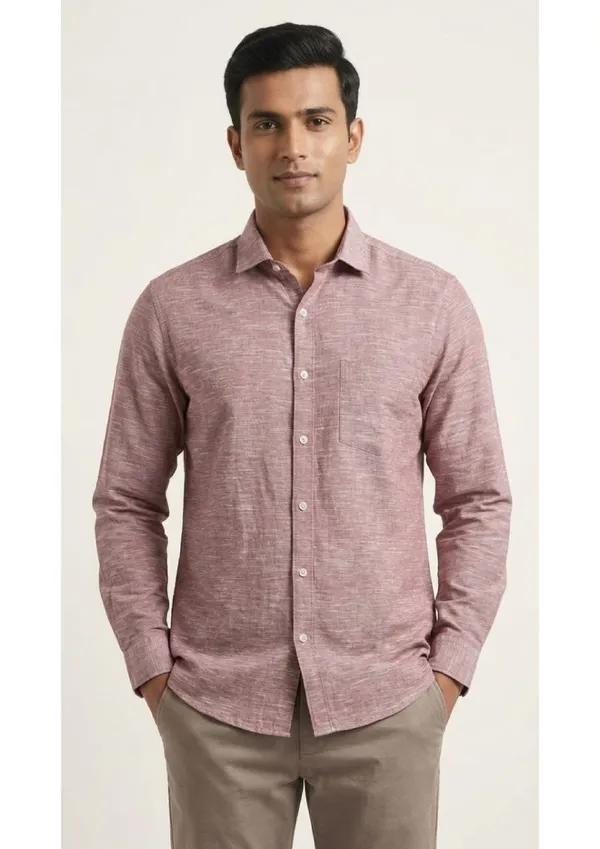 Title_Trends_Men's_Slub_Textured_Peach__Slim_Fit_Shirt