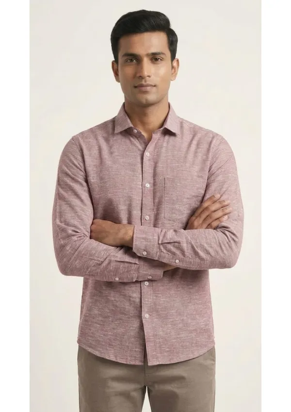 Title_Trends_Men's_Slub_Textured_Peach__Slim_Fit_Shirt