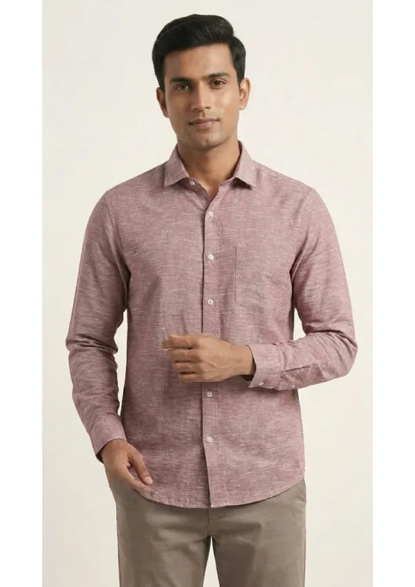 Title_Trends_Men's_Slub_Textured_Peach__Slim_Fit_Shirt