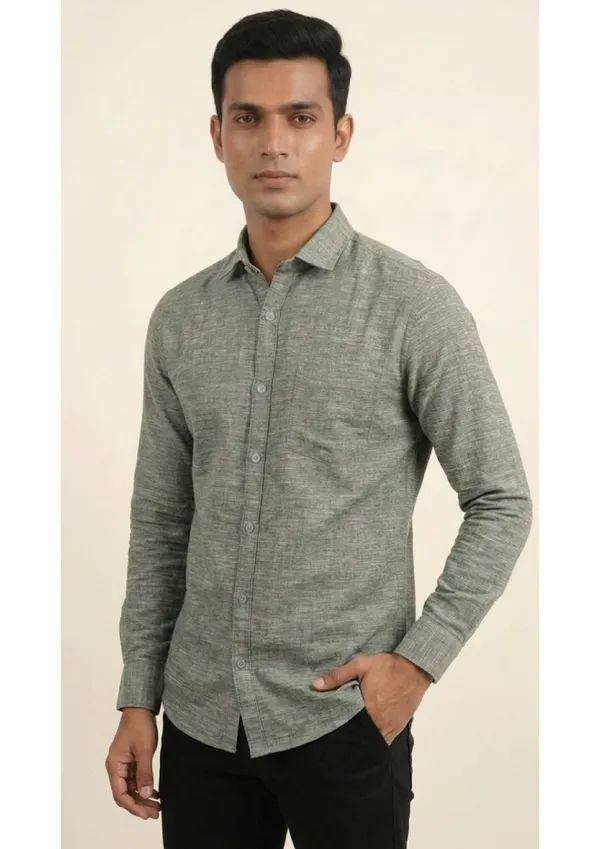Title_Trends_Men's_Slub_Textured_Olive_Green_Slim_Fit_Shirt