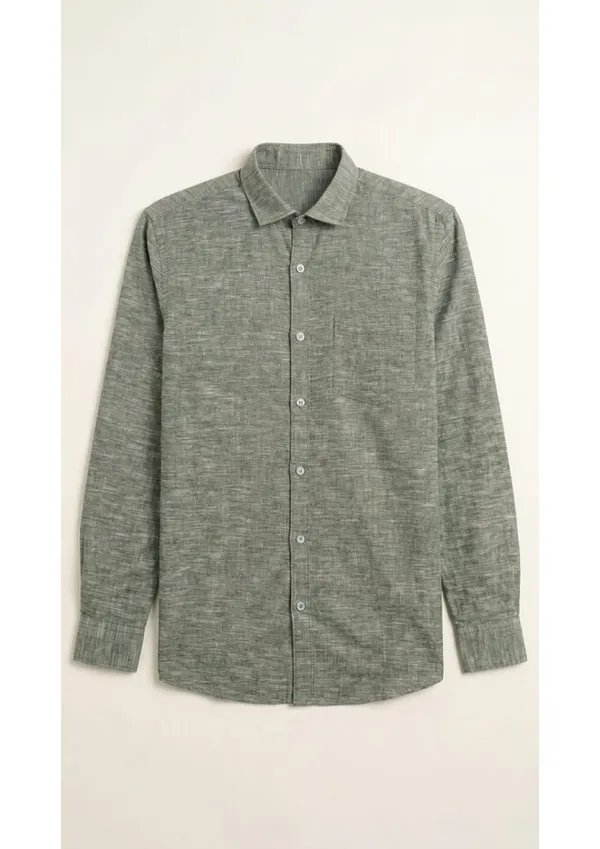 Title_Trends_Men's_Slub_Textured_Olive_Green_Slim_Fit_Shirt