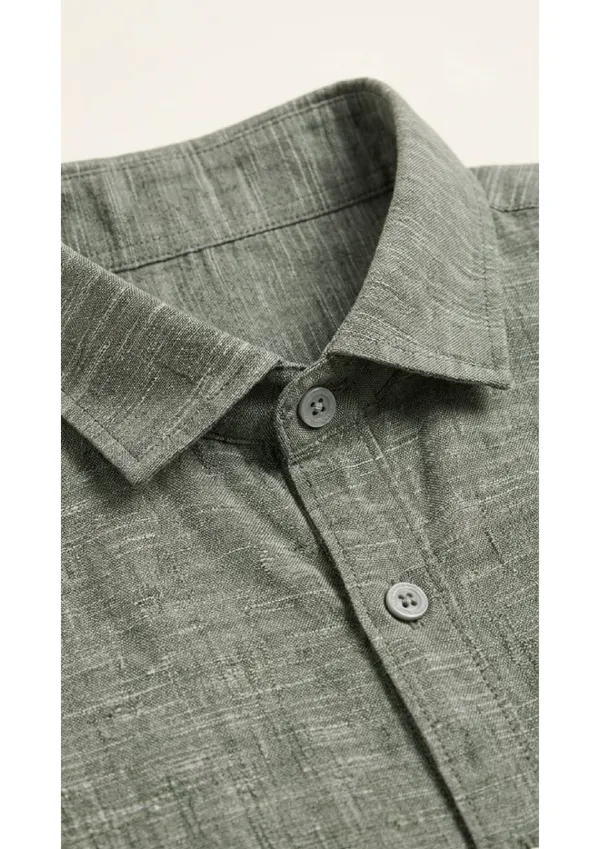 Title_Trends_Men's_Slub_Textured_Olive_Green_Slim_Fit_Shirt
