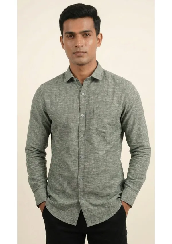 Title_Trends_Men's_Slub_Textured_Olive_Green_Slim_Fit_Shirt