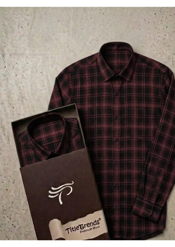 Title_Trends_Men's_Checked_Red_Full_Sleeves_Slim_Fit_Shirt