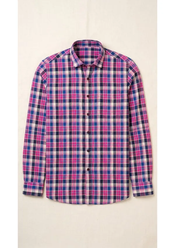 Title_Trends_Men's__Deep_Checked_Pink_Slim_Fit_Shirt