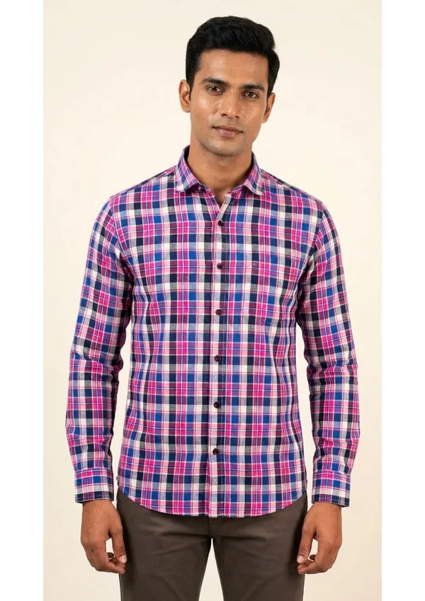 Title_Trends_Men's__Deep_Checked_Pink_Slim_Fit_Shirt