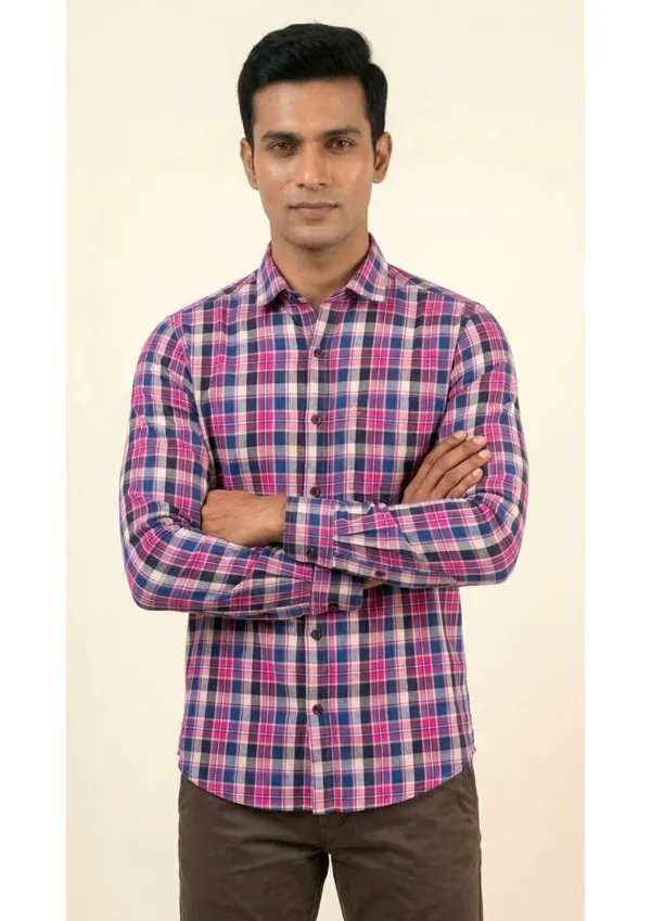 Title_Trends_Men's__Deep_Checked_Pink_Slim_Fit_Shirt