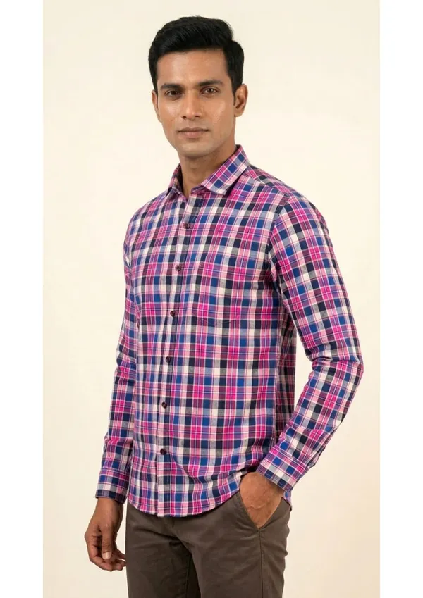 Title_Trends_Men's__Deep_Checked_Pink_Slim_Fit_Shirt