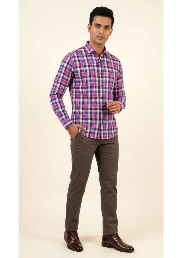 Title_Trends_Men's__Deep_Checked_Pink_Slim_Fit_Shirt