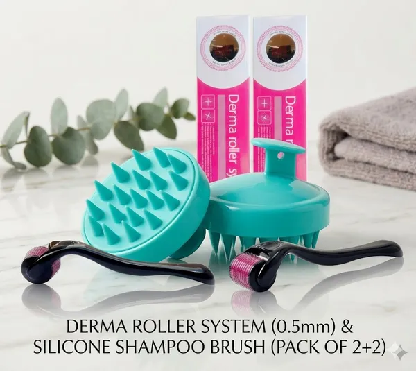 0.5Mm_Derma_Roller_And_Silicone_Shampoo_Massager_Brush_Set_2+2_Pack