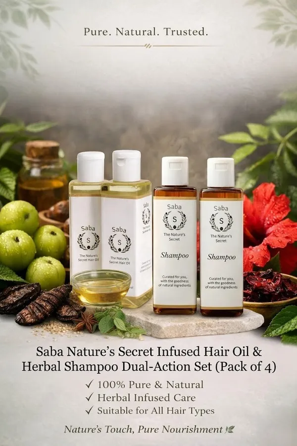 Saba_Nature'S_Secret_Infused_Hair_Oil_And_Herbal_Shampoo_Dual_Action_Set_Pack_Of_4