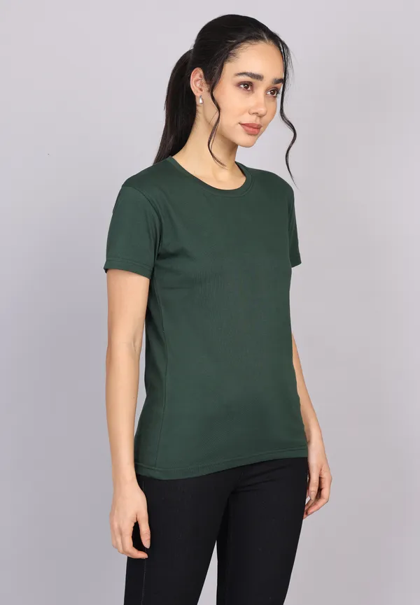 Bottle_Green_Premium_Crewneck_Pima_Cotton_Round_Neck_T_Shirt_For_Women