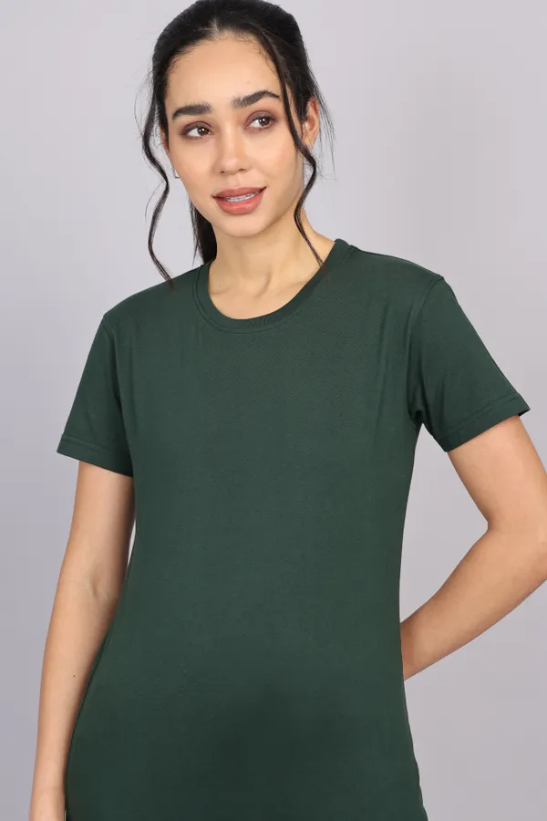 Bottle_Green_Premium_Crewneck_Pima_Cotton_Round_Neck_T_Shirt_For_Women