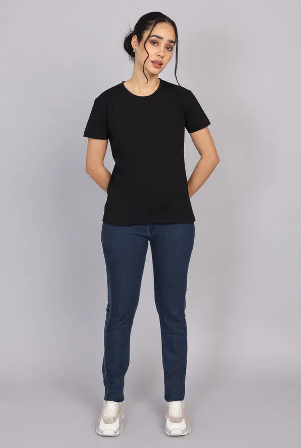 Classic_Black_Premium_Crewneck_Pima_Cotton_Round_Neck_T_Shirt_For_Women