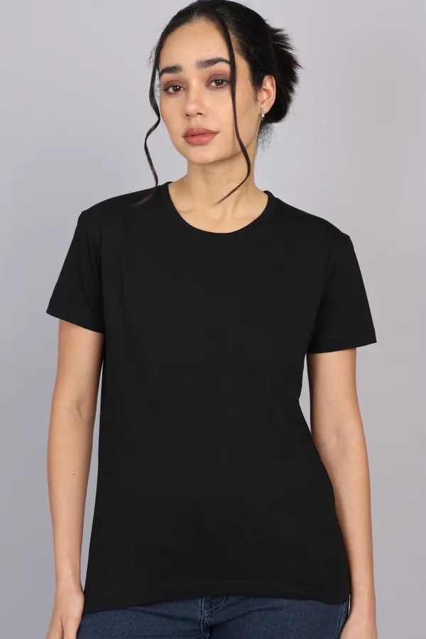 Classic_Black_Premium_Crewneck_Pima_Cotton_Round_Neck_T_Shirt_For_Women