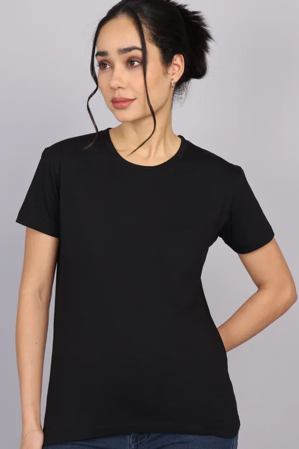 Classic_Black_Premium_Crewneck_Pima_Cotton_Round_Neck_T_Shirt_For_Women